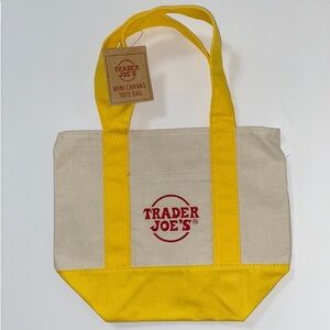 NWT Tag Trader Joe’s YELLOW MINI Canvas Tote.